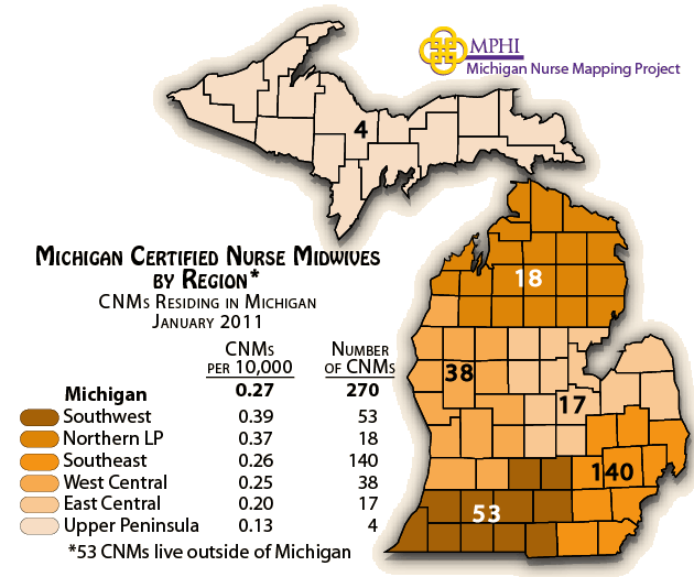 Michigan map of RNs